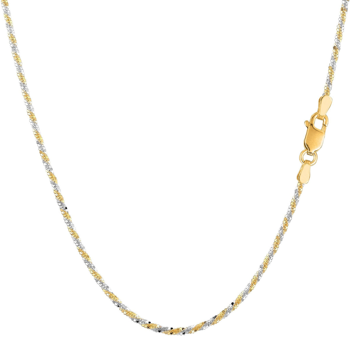 14k 2 Tone Yellow And White Gold Sparkle Chain Necklace, 1.5mm - JewelryAffairs