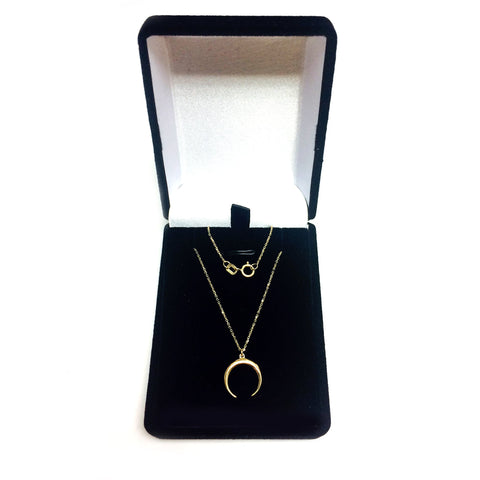 14K Gold Crescent Moon Pendant Necklace, 18"