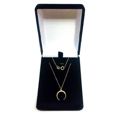 14K Gold Crescent Moon Pendant Necklace, 18"