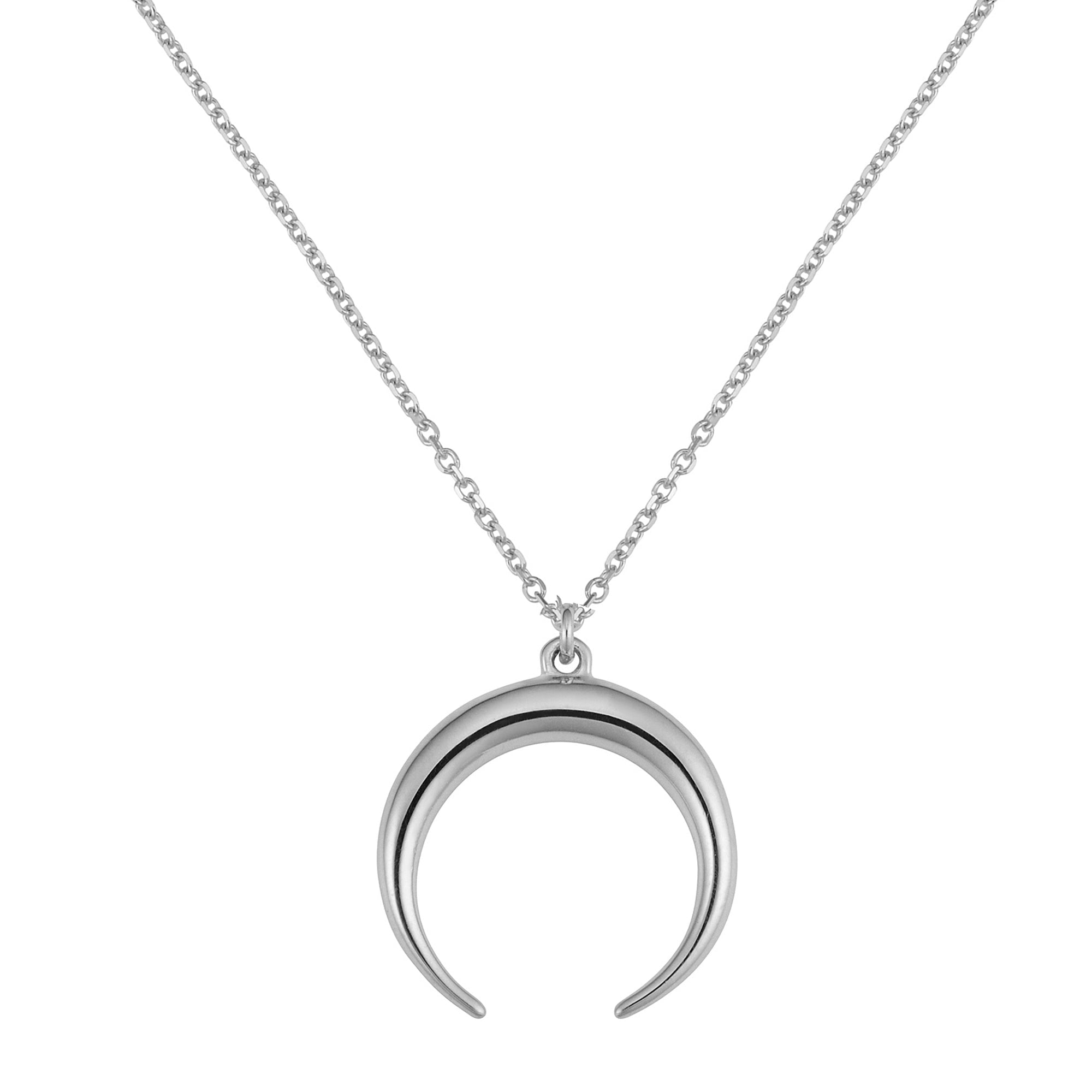 14K Gold Crescent Moon Pendant Necklace, 18" - JewelryAffairs