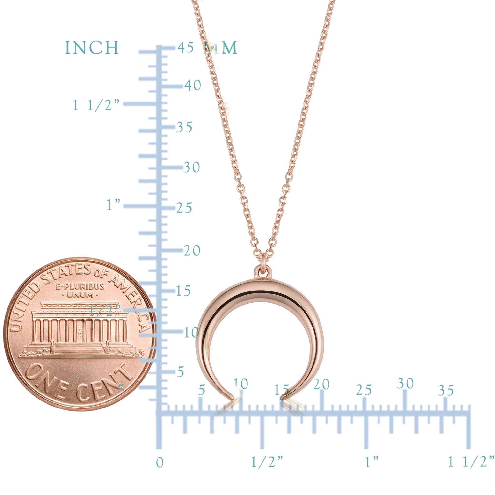 14K Gold Crescent Moon Pendant Necklace, 18" - JewelryAffairs