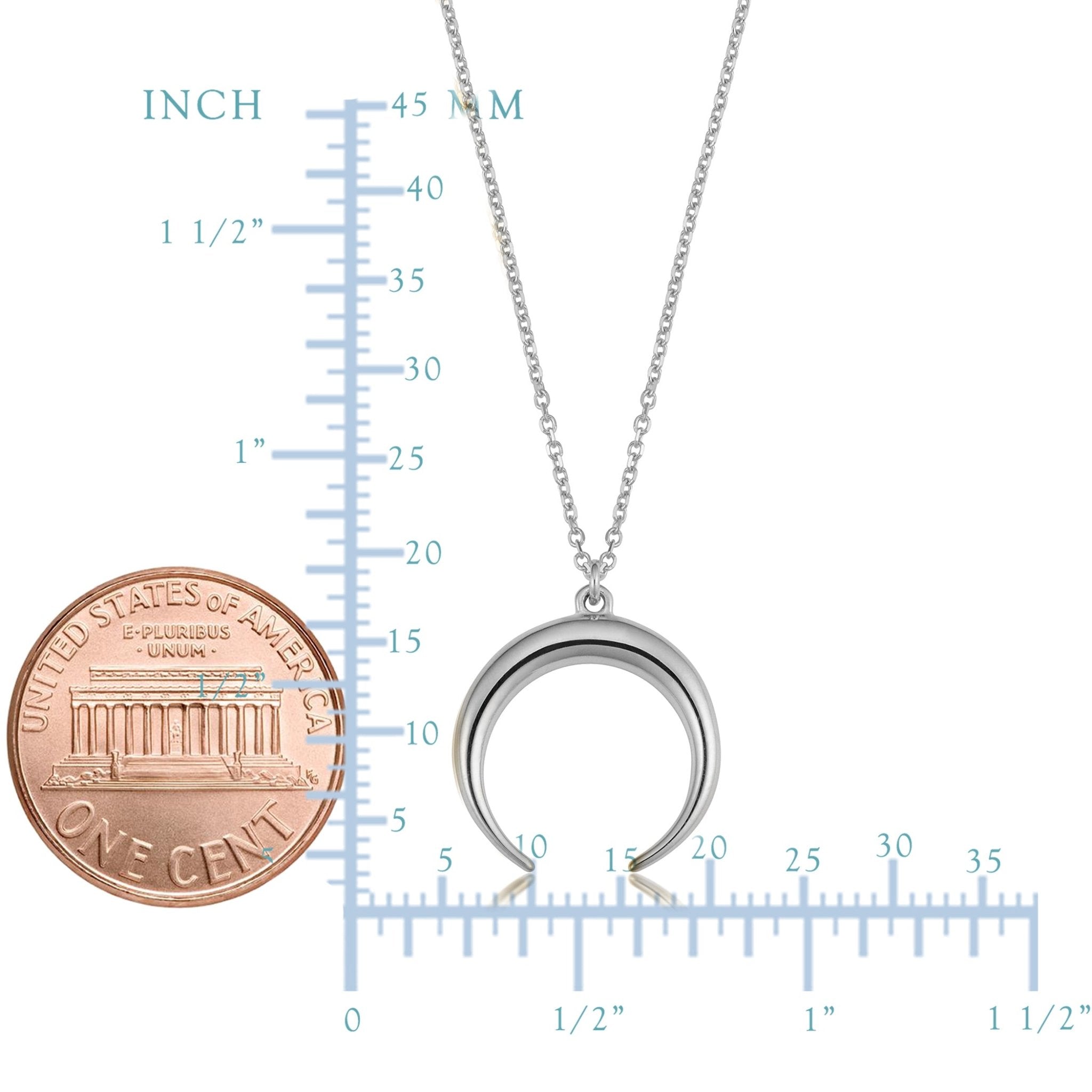 14K Gold Crescent Moon Pendant Necklace, 18" - JewelryAffairs