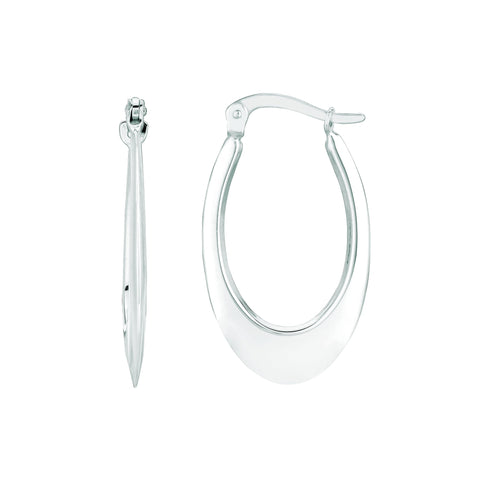 14K Gold Graduated Puffed Open Oval Hoop Earring