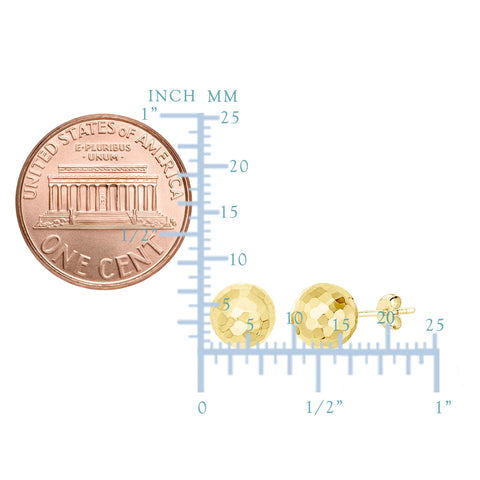14k Gold Hammered Finish Ball Stud Earrings, 7mm
