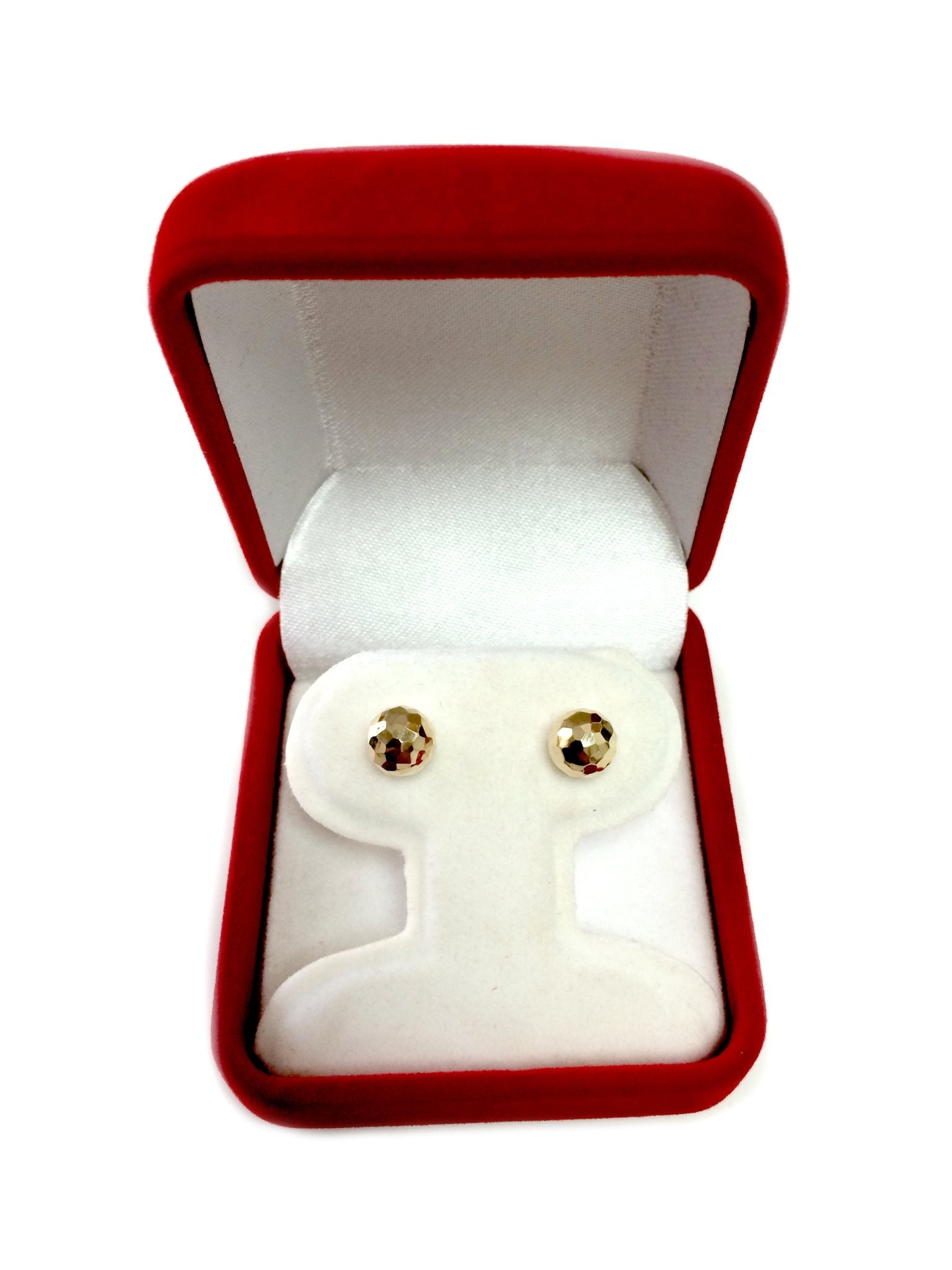 14k Gold Hammered Finish Ball Stud Earrings, 7mm - JewelryAffairs