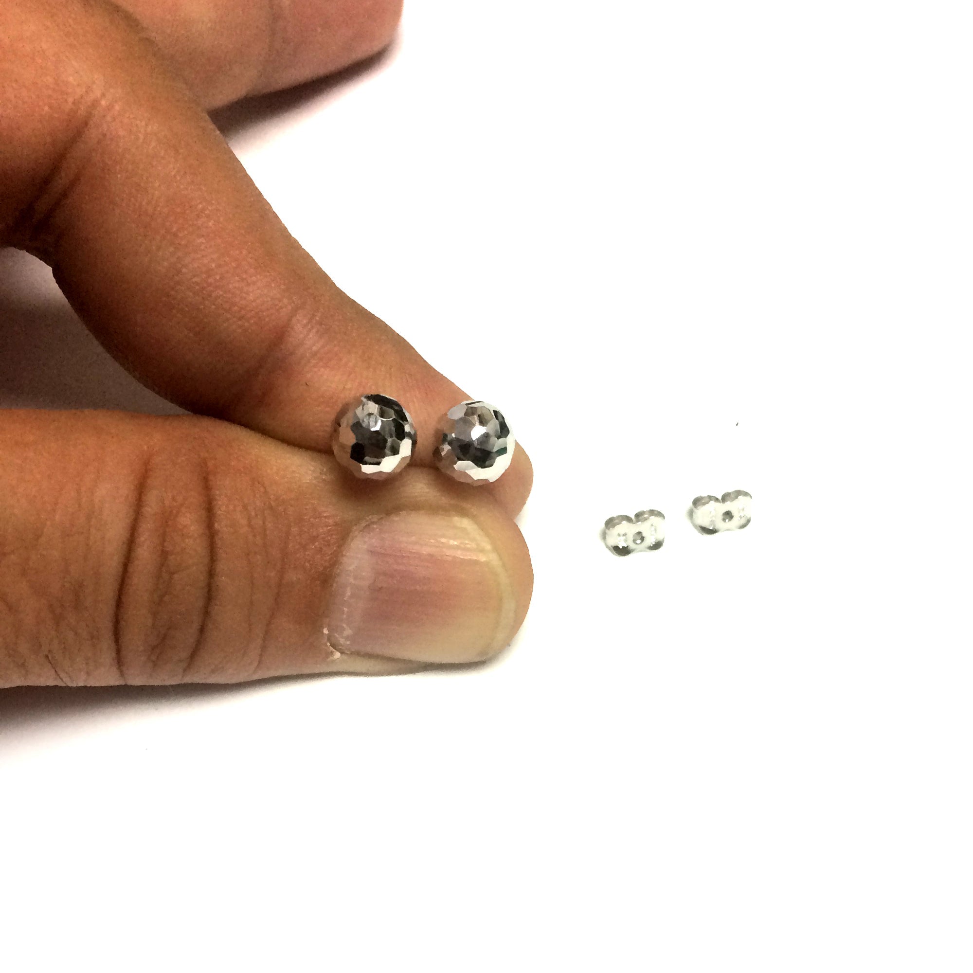 14k Gold Hammered Finish Ball Stud Earrings, 7mm - JewelryAffairs