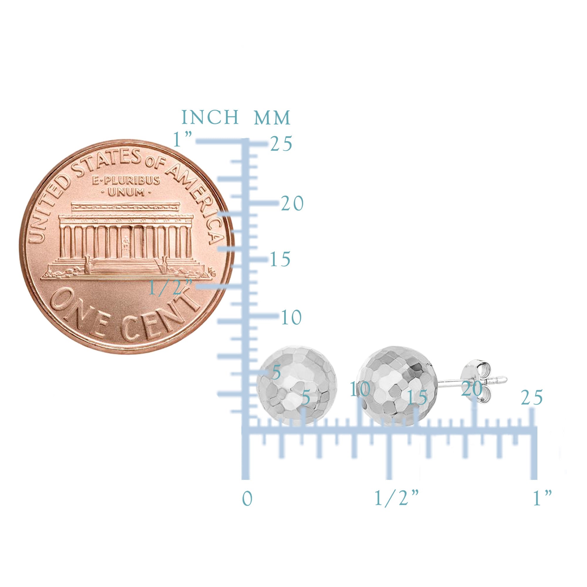 14k Gold Hammered Finish Ball Stud Earrings, 7mm - JewelryAffairs