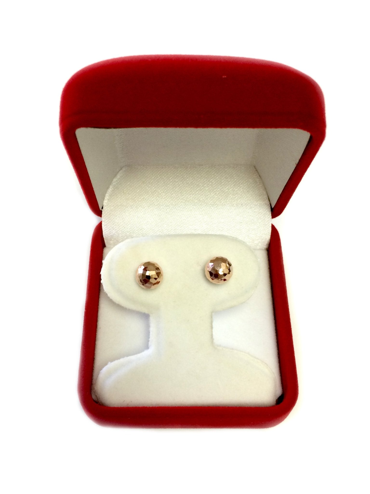 14k Gold Hammered Finish Ball Stud Earrings, 7mm - JewelryAffairs