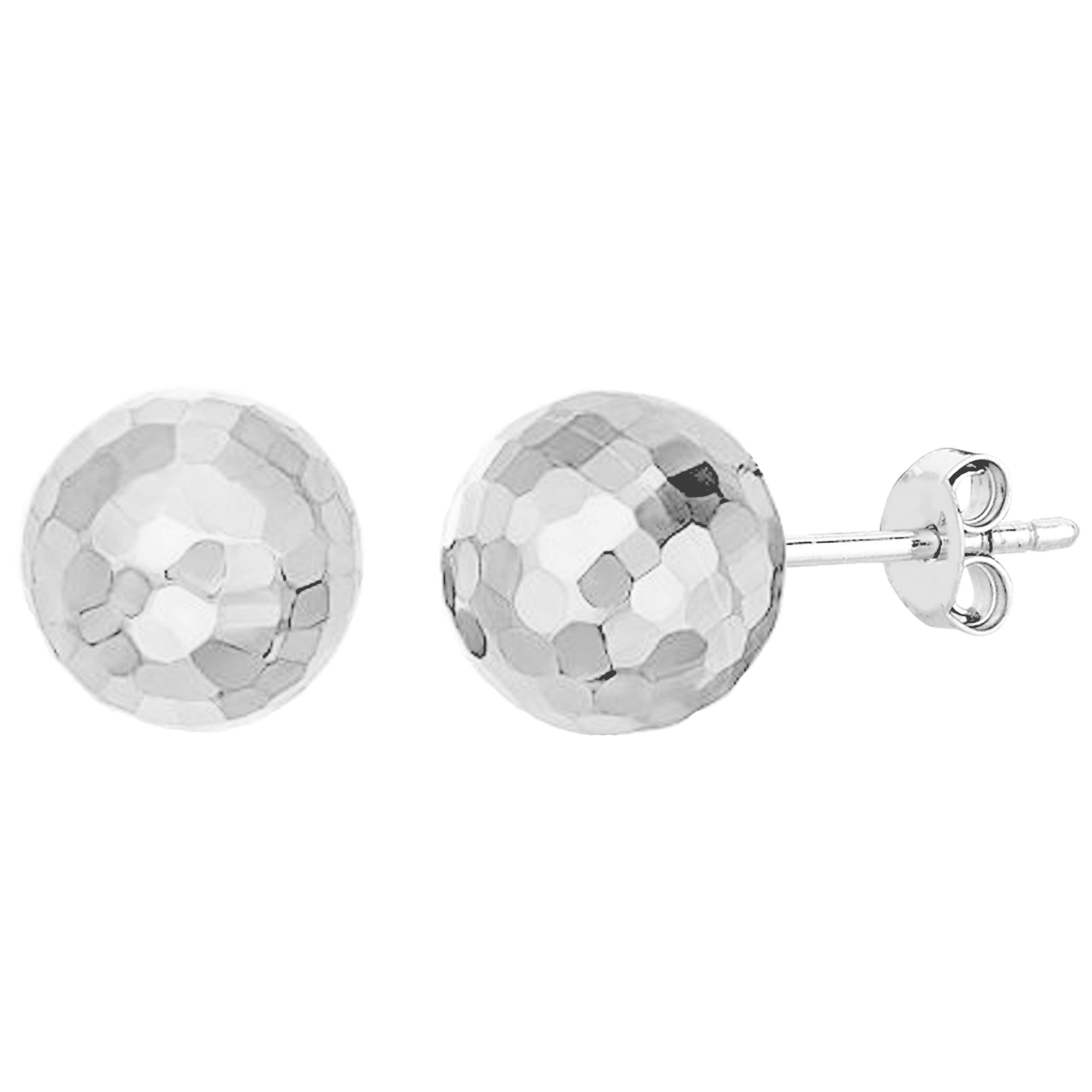 14k Gold Hammered Finish Ball Stud Earrings, 7mm - JewelryAffairs