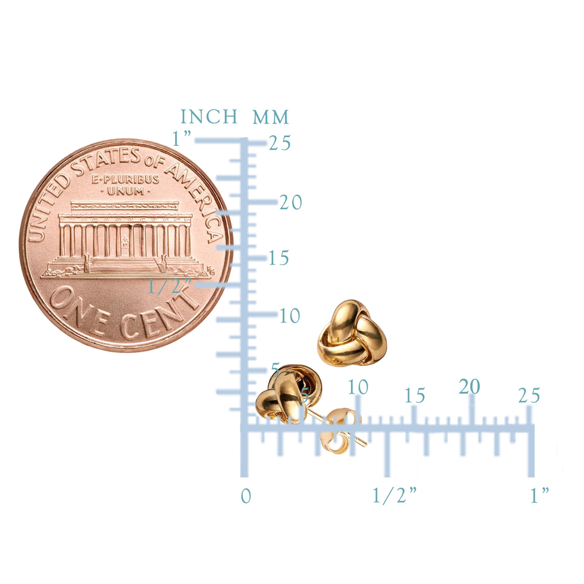 14k Gold Love Knot Stud Earrings, 6mm - JewelryAffairs