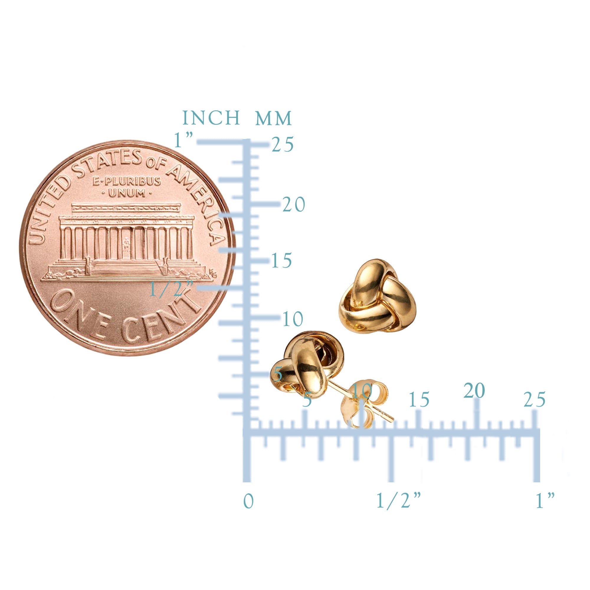 14k Gold Love Knot Stud Earrings, 6mm - JewelryAffairs