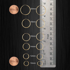 14K Gold Round Endless Hoop Earrings, 10mm