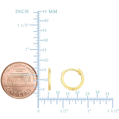 14K Gold Round Hoop Earrings, 12mm