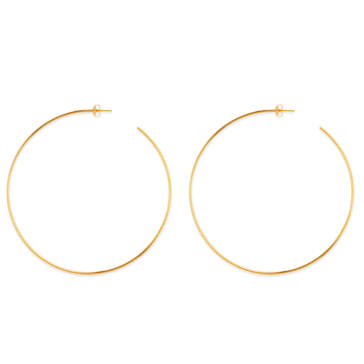 14k Gold Round Large Hoop Earrings, Diameter 75 mm