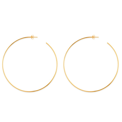 14k Gold Round Large Hoop Earrings, Diameter 75 mm