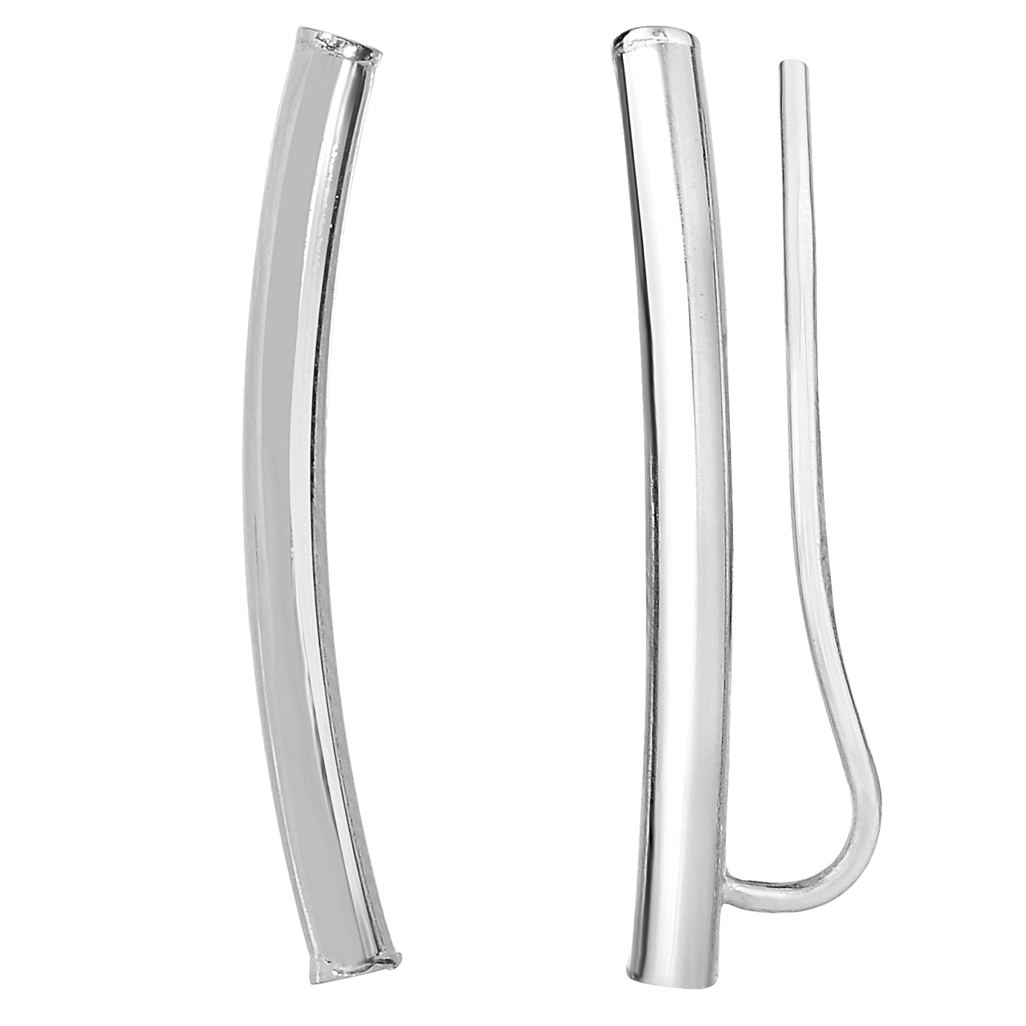 14k Gold Shinny Round Tube Curved Climber Earrings - JewelryAffairs