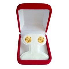 14k Gold Shiny And Textured Triple Row Love Knot Stud Earrings, 10mm