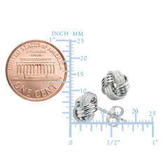 14k Gold Shiny And Textured Triple Row Love Knot Stud Earrings, 10mm