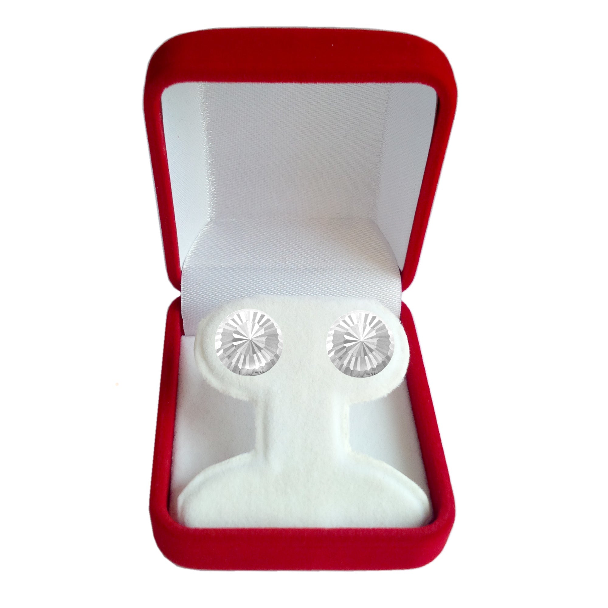 14k Gold Shiny Diamond Cut Round Stud Earrings, 10mm - JewelryAffairs