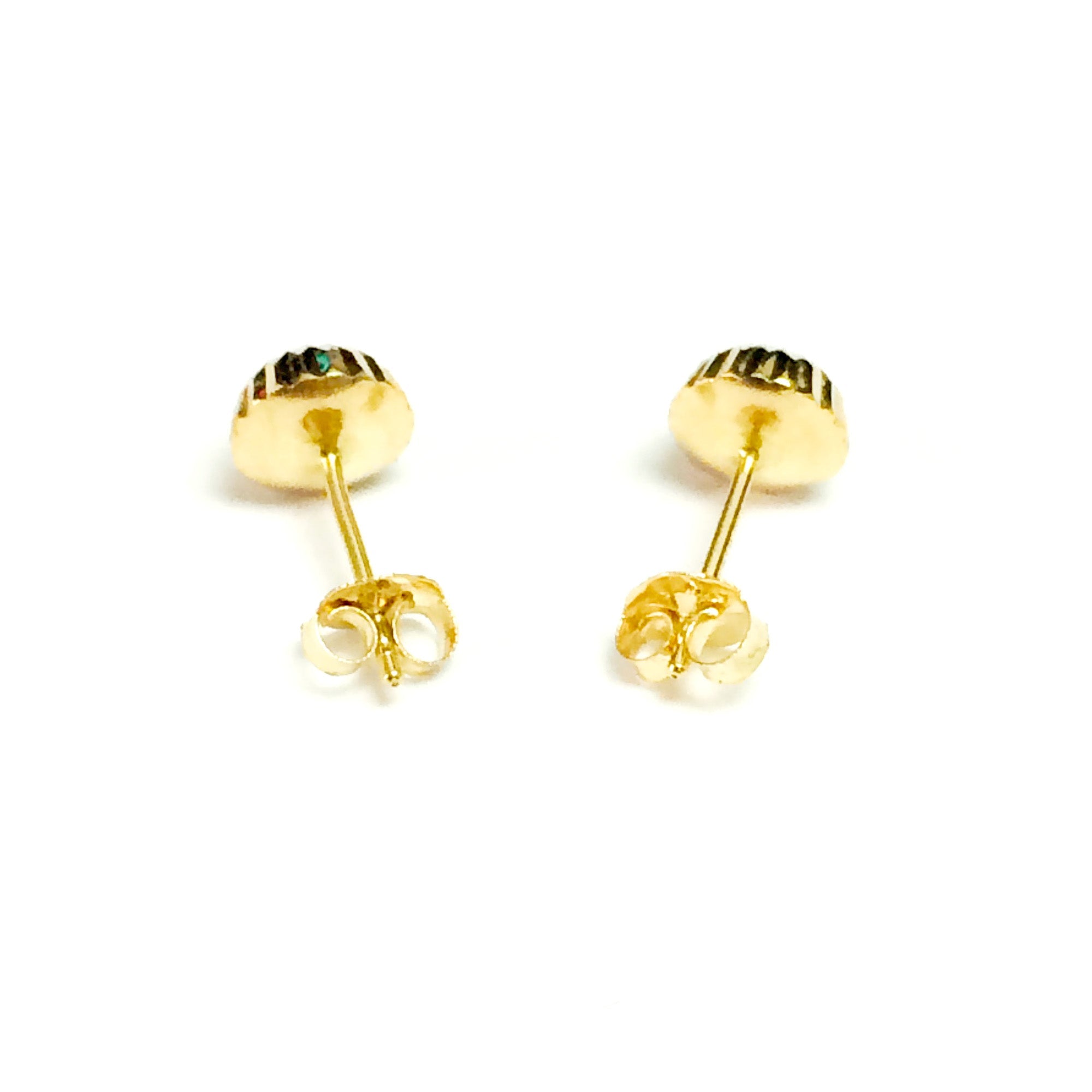 14k Gold Shiny Diamond Cut Round Stud Earrings, 7mm - JewelryAffairs