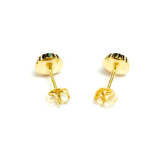 14k Gold Shiny Diamond Cut Round Stud Earrings, 7mm - JewelryAffairs