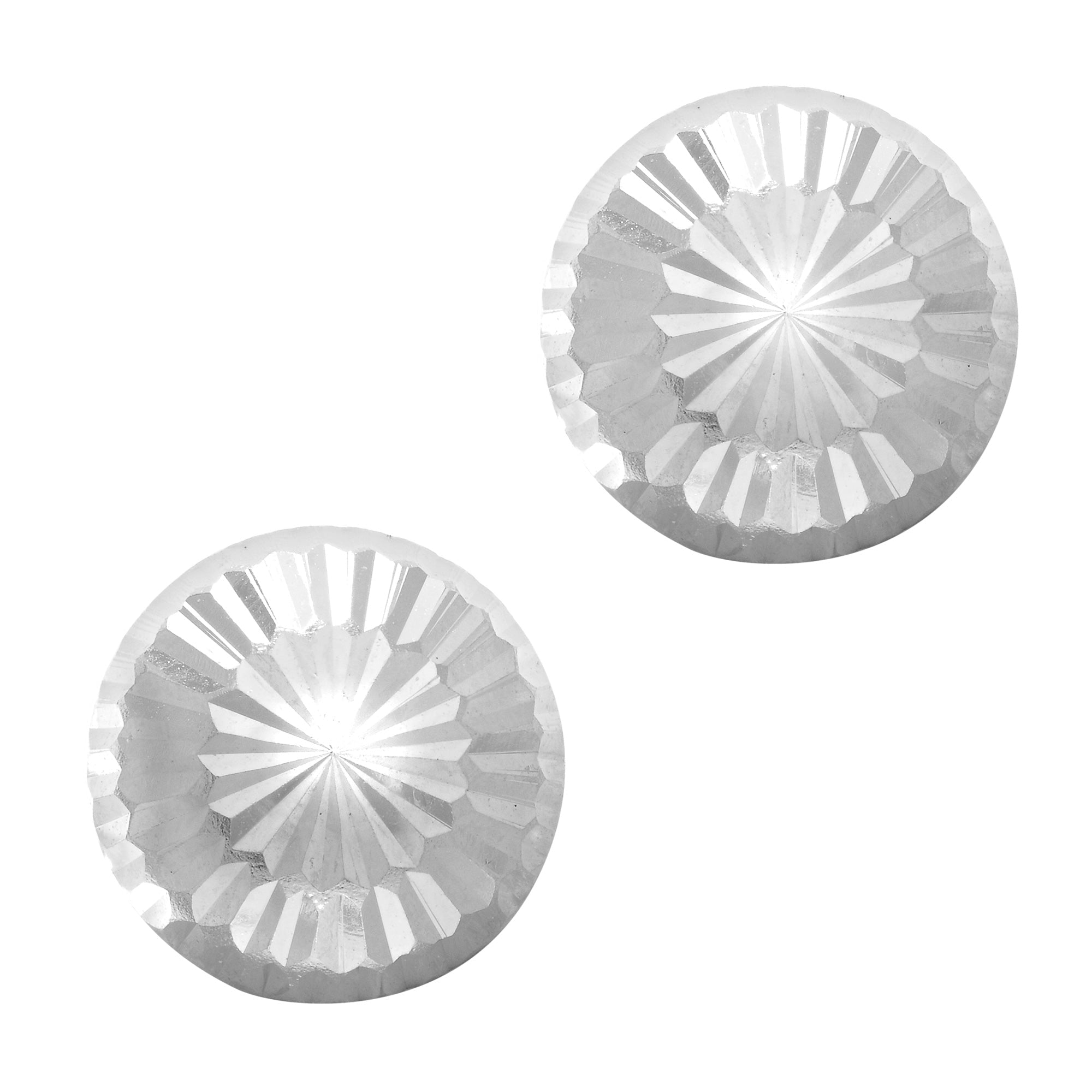 14k Gold Shiny Diamond Cut Round Stud Earrings, 7mm - JewelryAffairs