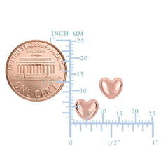 14k Gold Shiny Puff Heart Shape Stud Earrings 7 x 8mm - JewelryAffairs