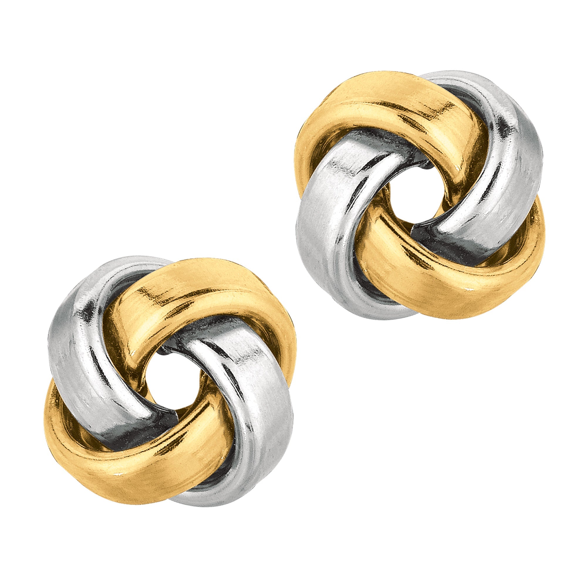14k Gold Shiny Square Tube Love Knot Stud Earrings, 10mm - JewelryAffairs