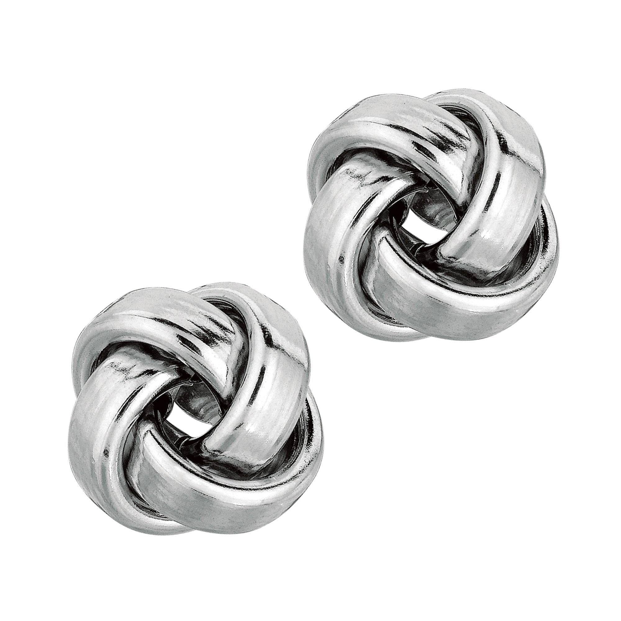 14k Gold Shiny Square Tube Love Knot Stud Earrings, 10mm - JewelryAffairs