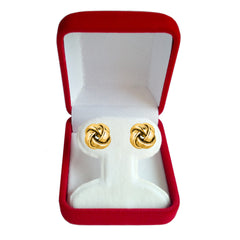 14k Gold Shiny Square Tube Love Knot Stud Earrings, 10mm - JewelryAffairs