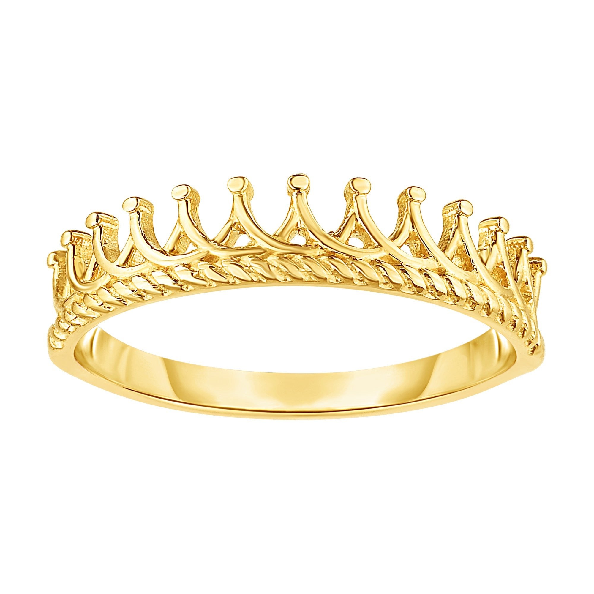 14K Gold Tiara Crown Design Ring, Size 7 - JewelryAffairs