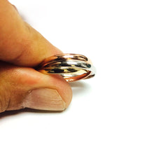 14K Gold Trinity Tri - Color Rolling Ring - JewelryAffairs