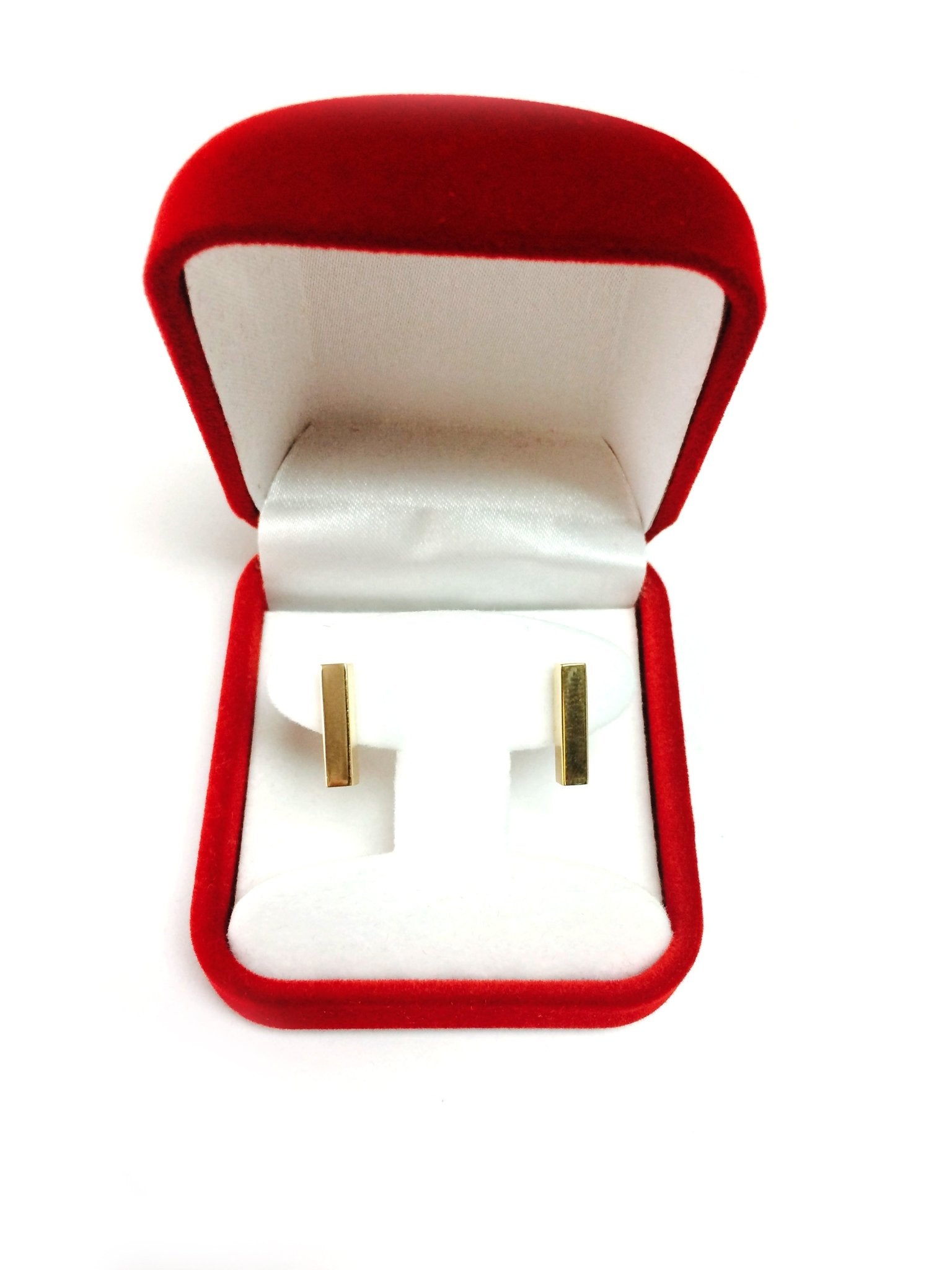 14K Gold Yellow Bar Square Tube Style Stud Earrings - JewelryAffairs