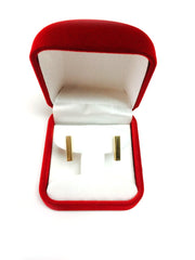 14K Gold Yellow Bar Square Tube Style Stud Earrings - JewelryAffairs