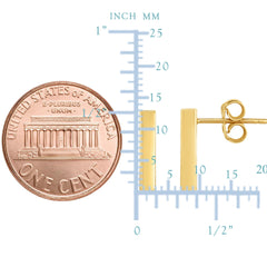 14K Gold Yellow Bar Square Tube Style Stud Earrings - JewelryAffairs