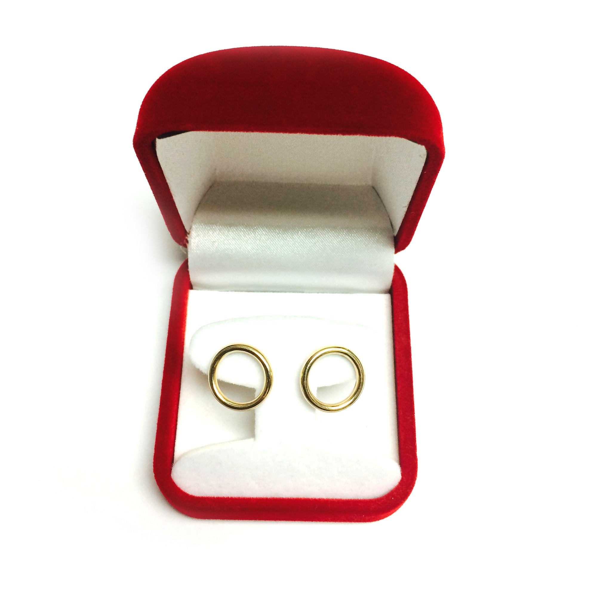 14K Gold Yellow Open Circle O Style Stud Earrings - JewelryAffairs