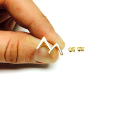 14K Gold Yellow V Chevron Style Stud Earrings - JewelryAffairs