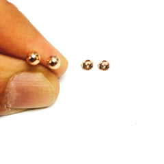 14K Real Rose Gold Ball Stud Earrings