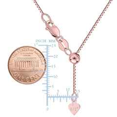 14k Rose Gold Adjustable Box Chain Necklace, 0.7mm, 22" - JewelryAffairs