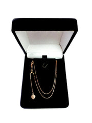 14k Rose Gold Adjustable Box Chain Necklace, 0.7mm, 22" - JewelryAffairs