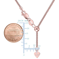 14k Rose Gold Adjustable Popcorn Link Chain Necklace, 1.3mm, 22" - JewelryAffairs