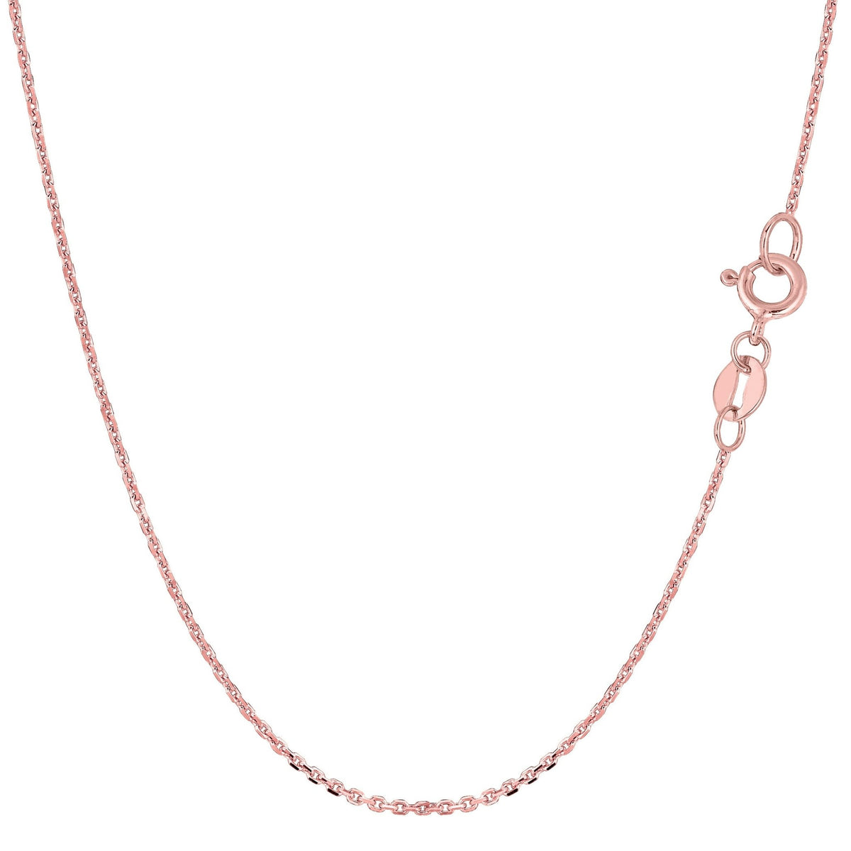 14k Rose Gold Cable Link Chain Necklace, 0.5mm - JewelryAffairs