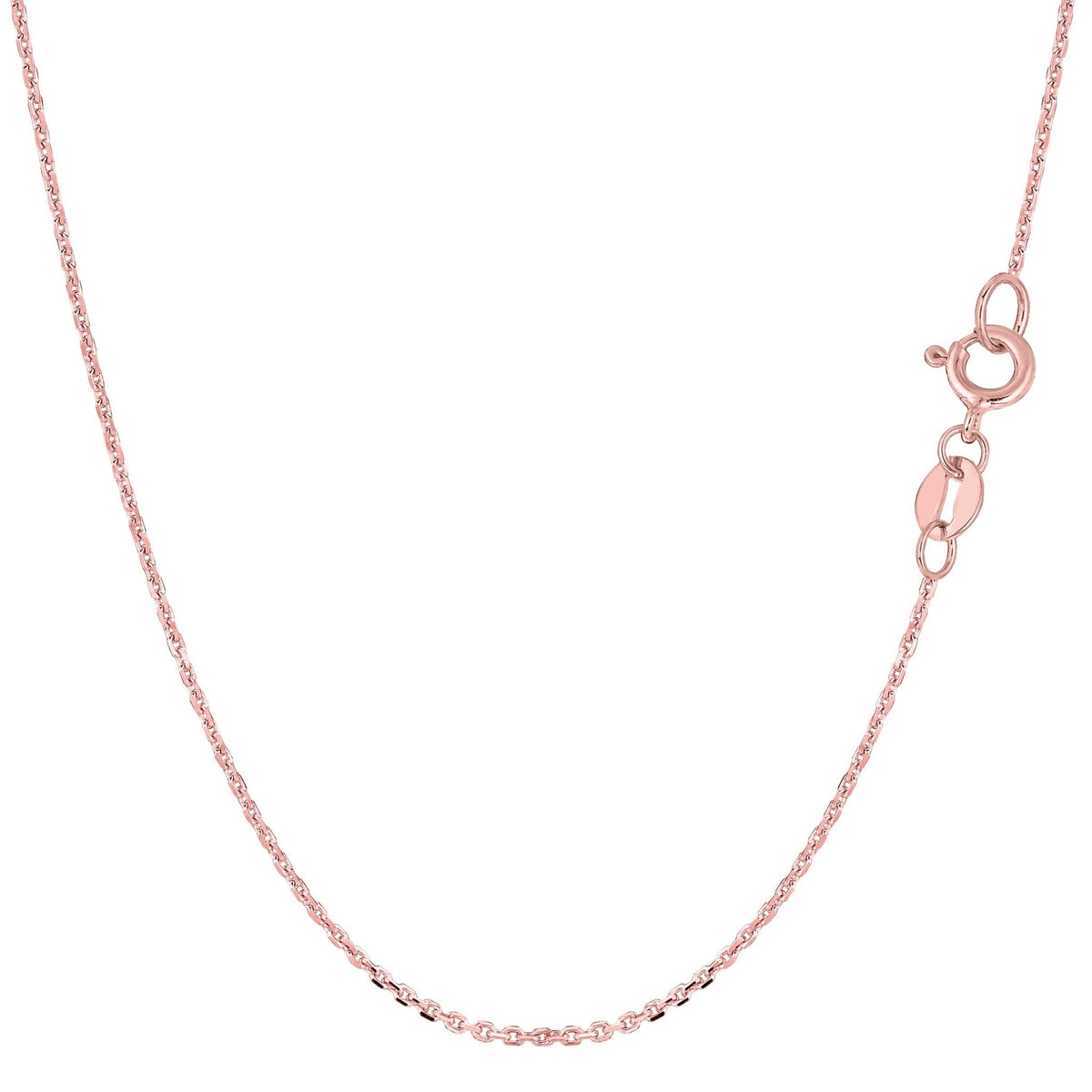 14k Rose Gold Cable Link Chain Necklace, 1.1mm - JewelryAffairs