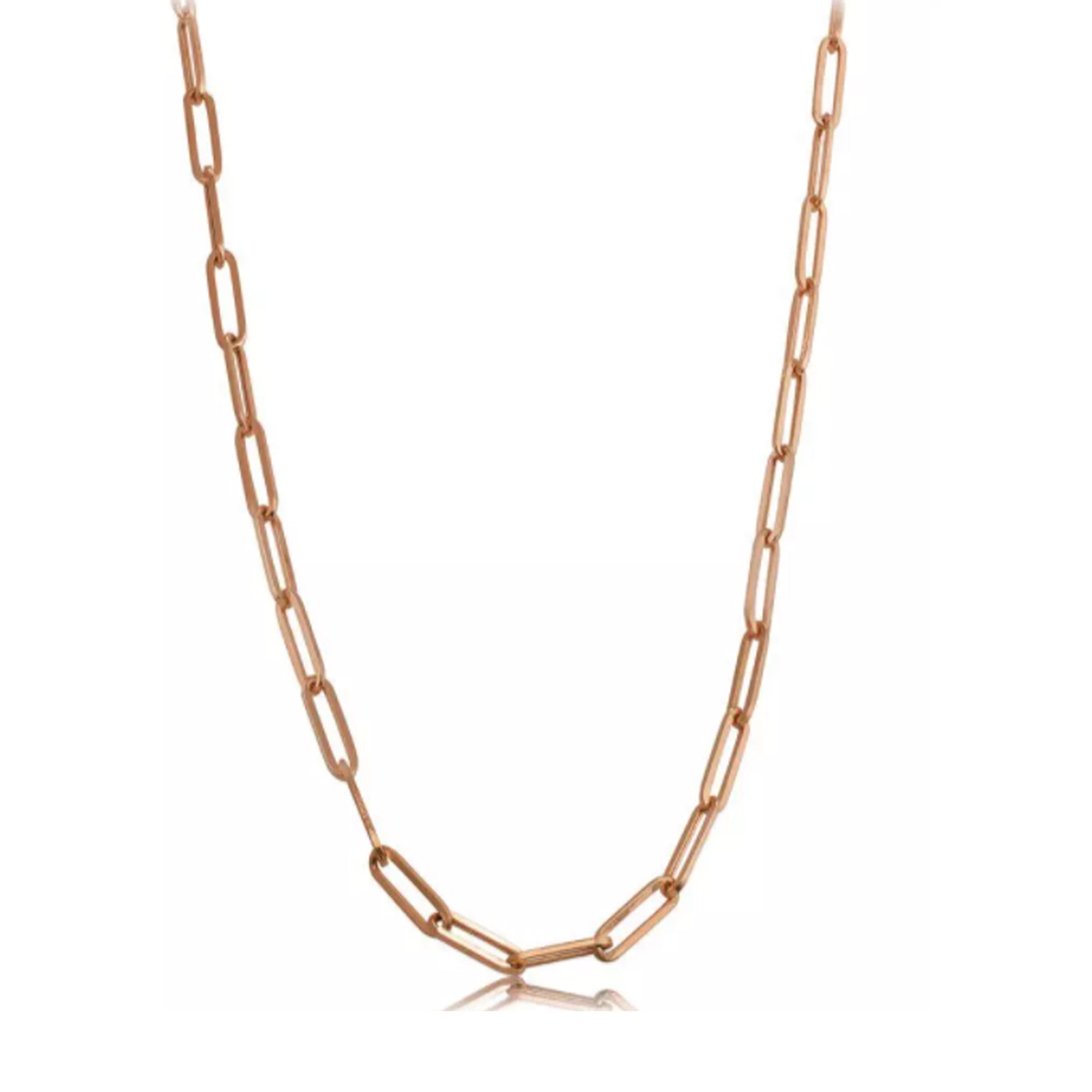 14k Rose Gold Paperclip Chain Necklace, 3mm - JewelryAffairs