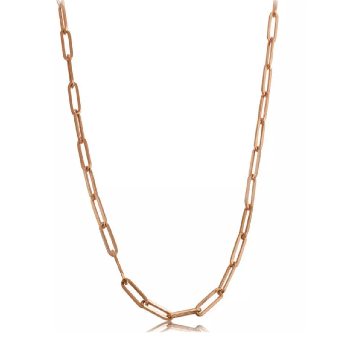 14k Rose Gold Paperclip Chain Necklace, 3mm - JewelryAffairs