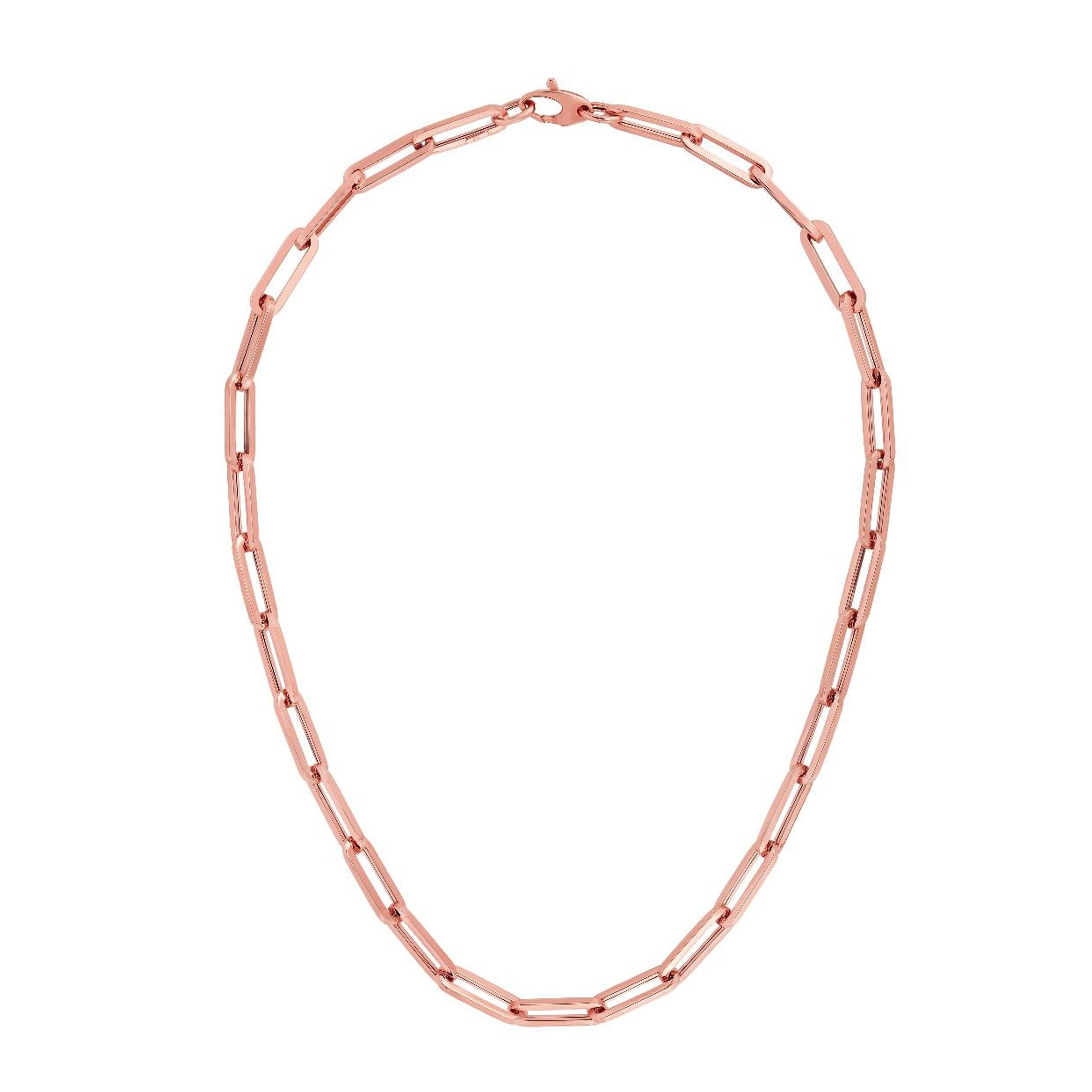 14k Rose Gold Paperclip Chain Necklace, 6mm - JewelryAffairs