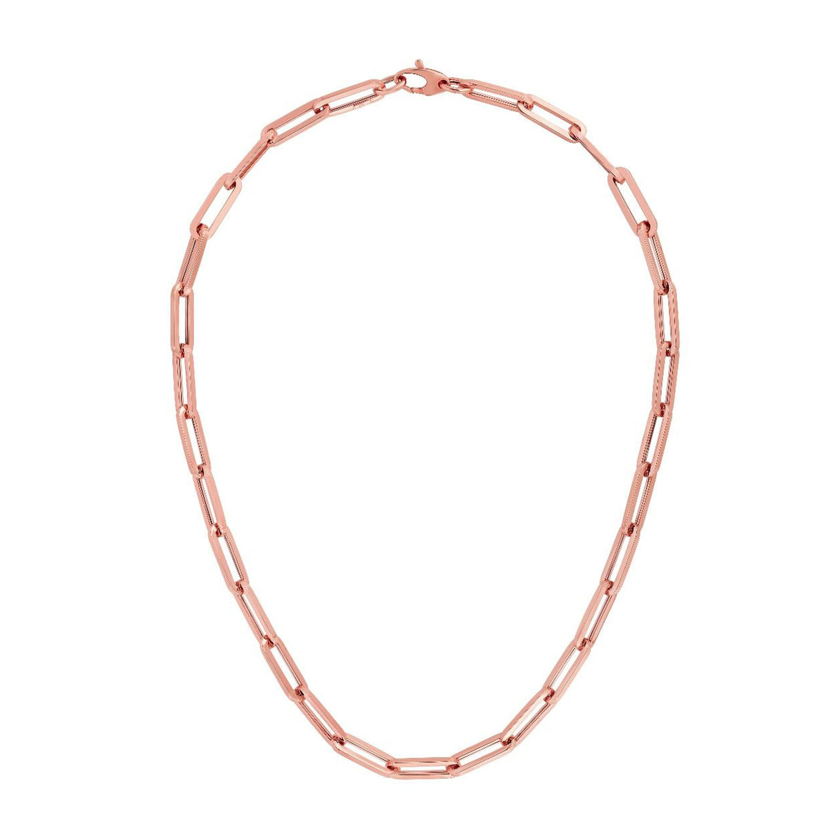 14k Rose Gold Paperclip Chain Necklace, 6mm - JewelryAffairs