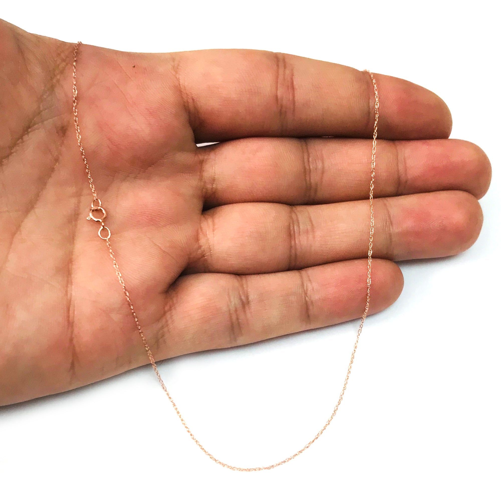 14k Rose Gold Rope Chain Necklace, 0.5mm - JewelryAffairs