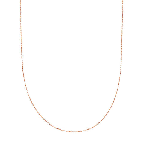 14k Rose Gold Rope Chain Necklace, 0.5mm