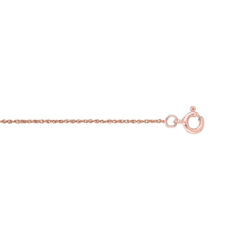 14k Rose Gold Rope Chain Necklace, 0.6mm